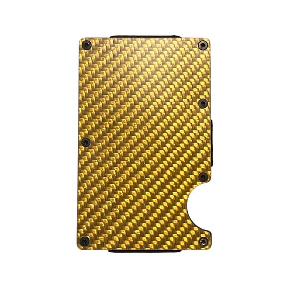 Slim RFID Wallet with Money Clip Metallic GOLD Diamond Pattern Unisex - Picture 2 of 3